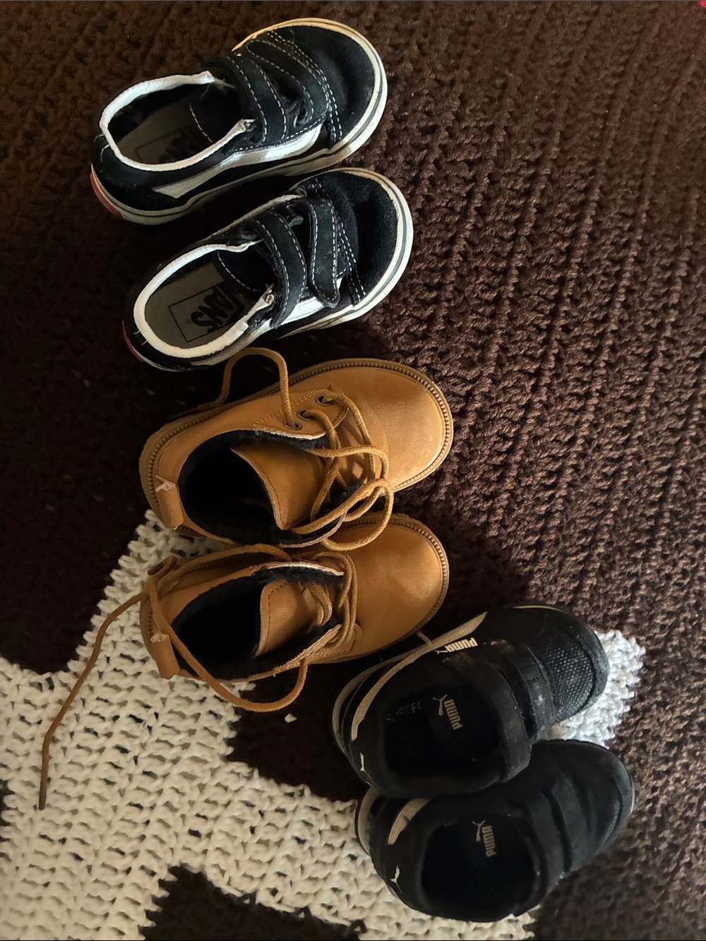 Vans & Puma  Black & White shoes and brown boots